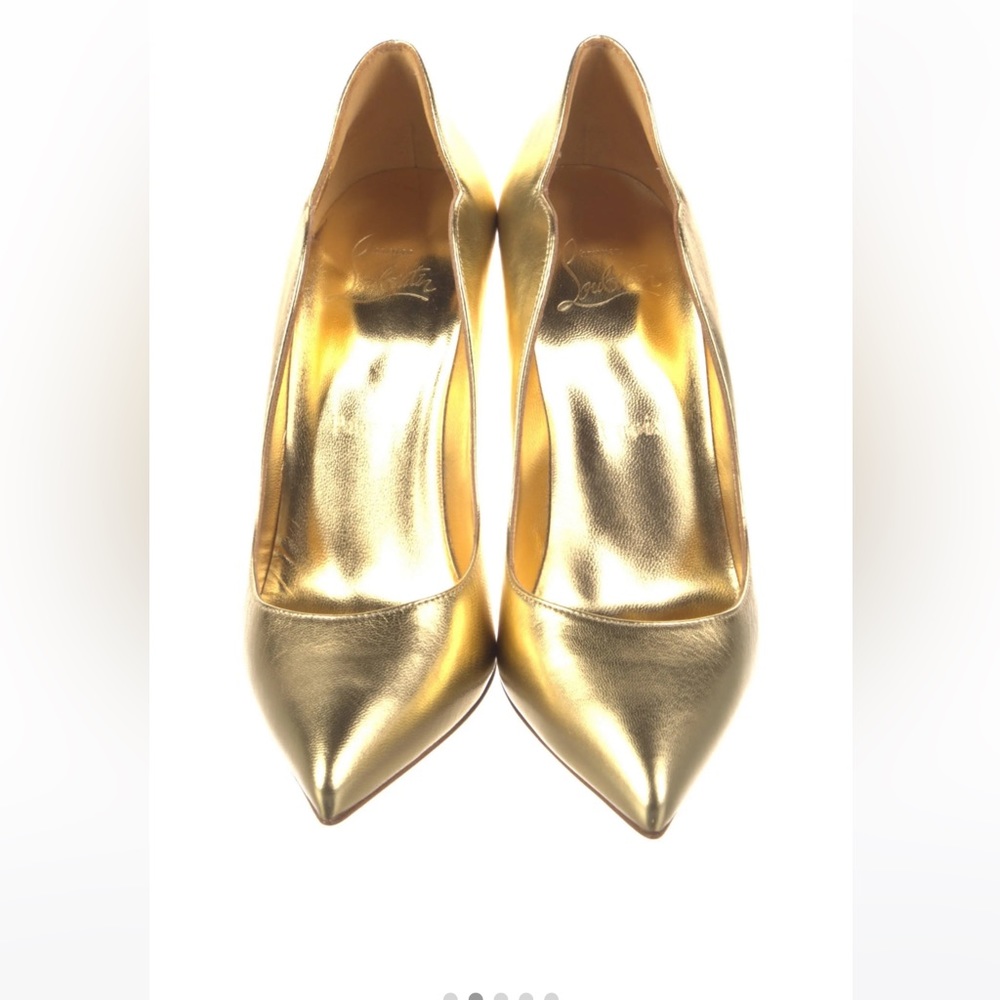 Christian Louboutin Hot Chick 100 metallic leather pumps worn one time